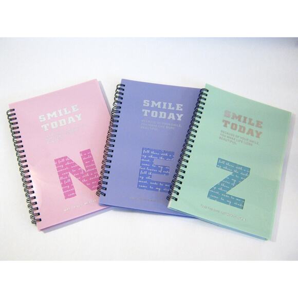 3pc Set Spiral Notebook Wide Ruled A5 8x6” Hardcover Blank Daily Weekly Journals - Picture 1 of 7